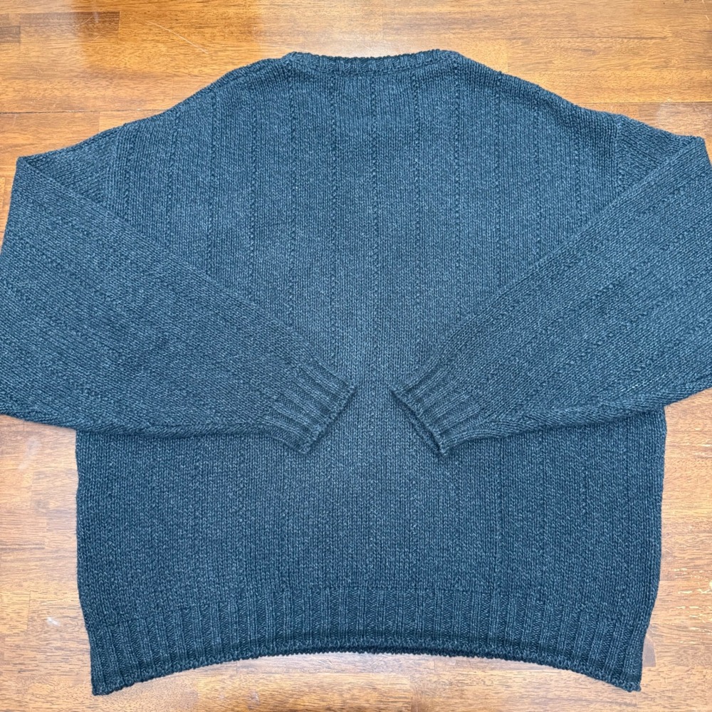 Eddie Bauer Sweater Mens XL Gray Vintage Made in USA Cotton Knit Crewneck Ribbed - Picture 4 of 6